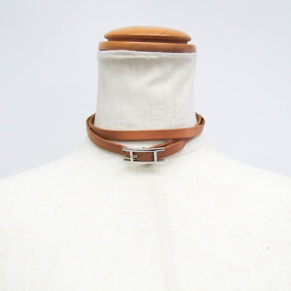 Hermes Hapi Choker Leather,Metal Bangle Black,Silver - Picture 10 of 11